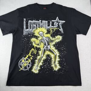 Lost Hills Shirt Skull Men’s Size XL Short Sleeve Double Sided Black Tee